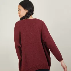 Maison Montagut Pulls>Pull Ample Col V En Laine Et Soie - Baba