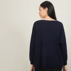 Maison Montagut Pulls>Pull Ample Col V En Laine Et Soie - Baba