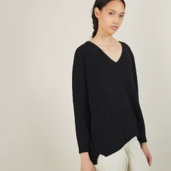 Maison Montagut Pulls>Pull Ample Col V En Laine Et Soie - Baba