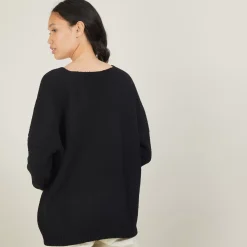 Maison Montagut Pulls>Pull Ample Col V En Laine Et Soie - Baba