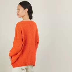 Maison Montagut Pulls>Pull Ample Col V En Laine Et Soie - Baba
