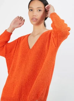 Maison Montagut Pulls>Pull Ample Col V En Laine Et Soie - Baba