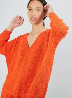 Maison Montagut Pulls>Pull Ample Col V En Laine Et Soie - Baba