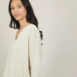 Maison Montagut Pulls>Pull Ample Col V En Laine Et Soie - Baba