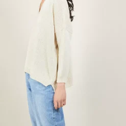Maison Montagut Pulls>Pull Ample Col V En Laine Et Soie - Baba