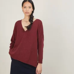 Maison Montagut Pulls>Pull Ample Col V En Laine Et Soie - Baba