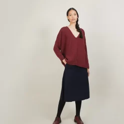 Maison Montagut Pulls>Pull Ample Col V En Laine Et Soie - Baba