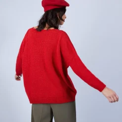 Maison Montagut Pulls>Pull Ample Col V En Laine Et Soie - Baba