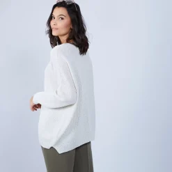 Maison Montagut Pulls>Pull Ample Col V En Laine Et Soie - Baba
