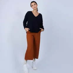 Maison Montagut Pulls>Pull Ample Col V En Laine Et Soie - Baba