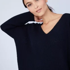 Maison Montagut Pulls>Pull Ample Col V En Laine Et Soie - Baba