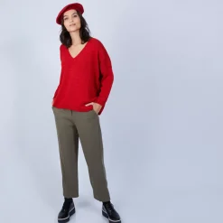 Maison Montagut Pulls>Pull Ample Col V En Laine Et Soie - Baba