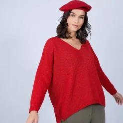 Maison Montagut Pulls>Pull Ample Col V En Laine Et Soie - Baba