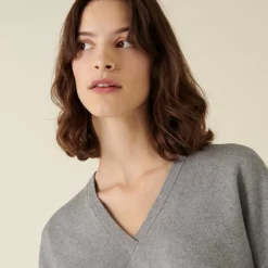 Maison Montagut Pulls>Pull Ample Col V Finition Bords Cotes - Alderic