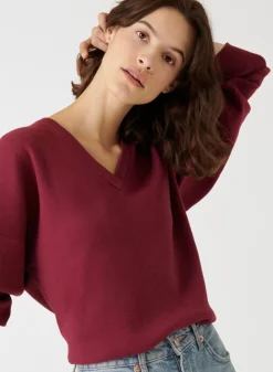 Maison Montagut Pulls>Pull Ample Col V Finition Bords Cotes - Alderic