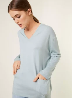 Maison Montagut Pulls>Pull Ample Col V Poches Merinos - Albertine
