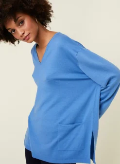 Maison Montagut Pulls>Pull Ample Col V Poches Merinos - Albertine