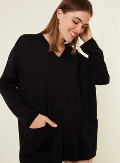 Maison Montagut Pulls>Pull Ample Col V Poches Merinos - Albertine