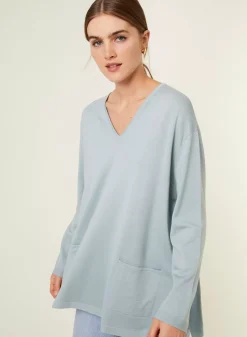Maison Montagut Pulls>Pull Ample Col V Poches Merinos - Albertine