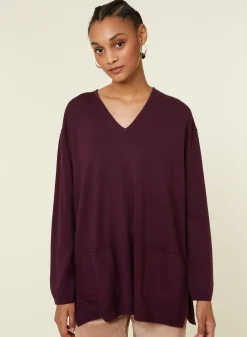 Maison Montagut Pulls>Pull Ample Col V Poches Merinos - Albertine