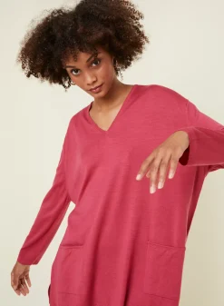 Maison Montagut Pulls>Pull Ample Col V Poches Merinos - Albertine