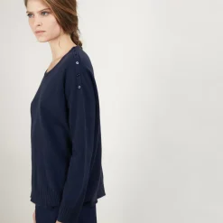 Maison Montagut Pulls>Pull Ample En Cachemire Boutons Epaule - Brook