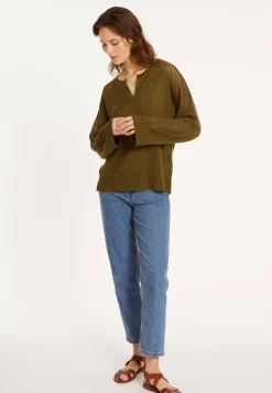 Maison Montagut Pulls>Pull Ample En Lin Manches Ajourees - Molene