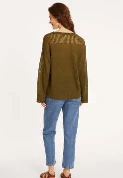 Maison Montagut Pulls>Pull Ample En Lin Manches Ajourees - Molene