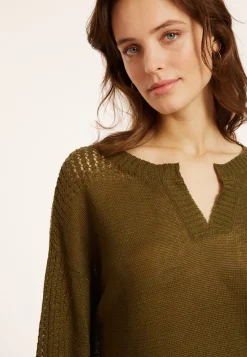 Maison Montagut Pulls>Pull Ample En Lin Manches Ajourees - Molene