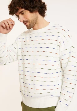 Maison Montagut Pulls>Pull A Rayures En Coton Bio - Danillo Blanc