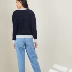 Maison Montagut Pulls>Pull Bicolore Col Rond En Mohair - Flavie