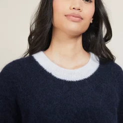 Maison Montagut Pulls>Pull Bicolore Col Rond En Mohair - Flavie