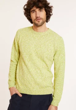Maison Montagut Pulls>Pull Chine Col Rond En Coton - Doume Vert Anis