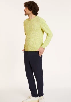 Maison Montagut Pulls>Pull Chine Col Rond En Coton - Doume Vert Anis