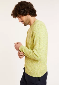 Maison Montagut Pulls>Pull Chine Col Rond En Coton - Doume Vert Anis