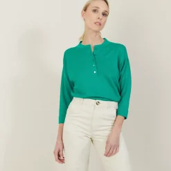Maison Montagut Pulls>Pull Col Boutonne En Lin Cachemire - Naza