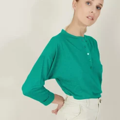 Maison Montagut Pulls>Pull Col Boutonne En Lin Cachemire - Naza
