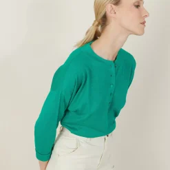Maison Montagut Pulls>Pull Col Boutonne En Lin Cachemire - Naza