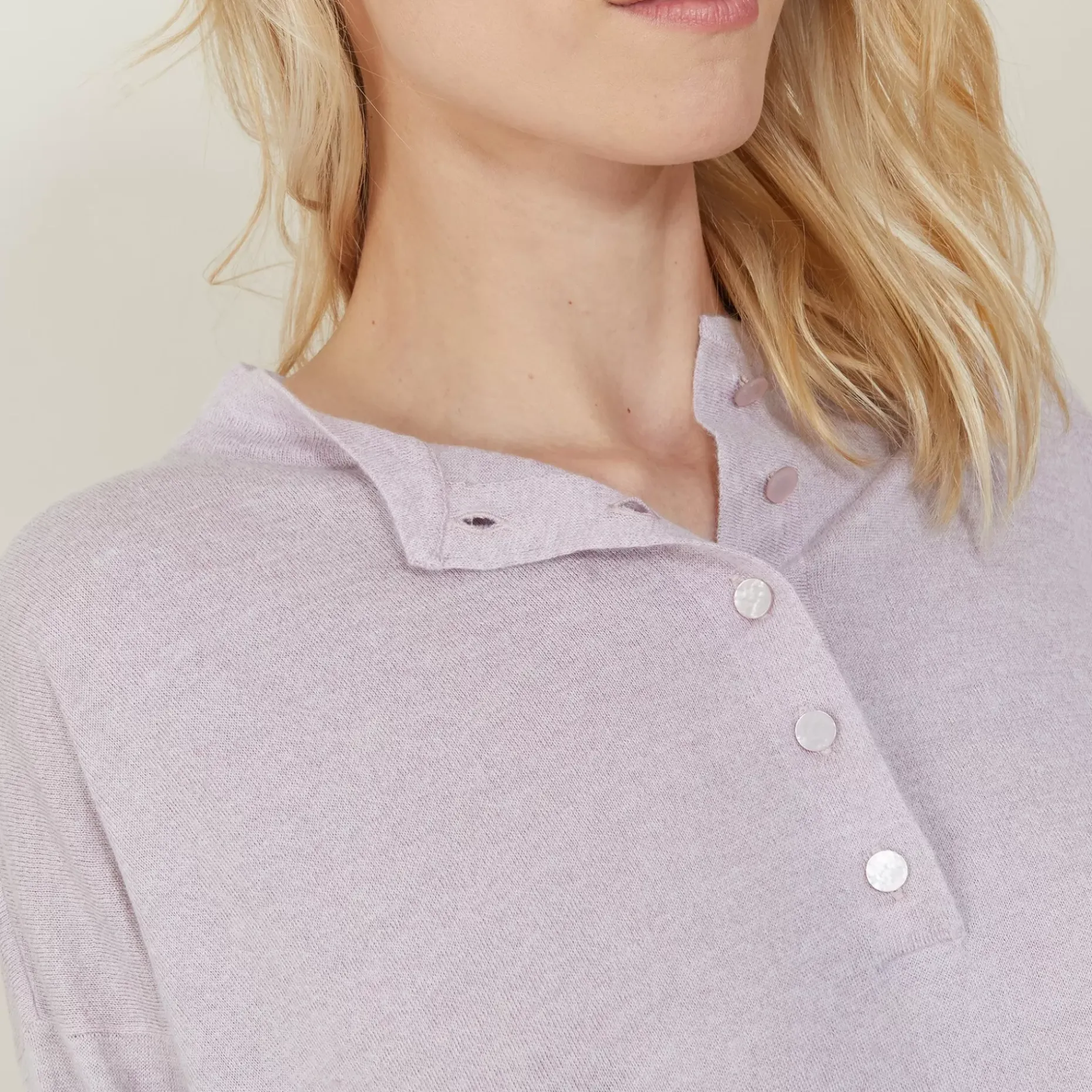 Maison Montagut Pulls>Pull Col Boutonne En Lin Cachemire - Naza