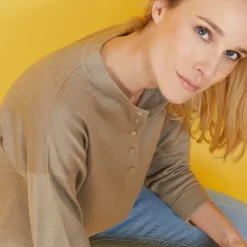 Maison Montagut Pulls>Pull Col Boutonne En Lin Cachemire - Naza