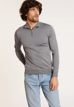 Maison Montagut Pulls>Pull Col Camionneur Avec Logo En Laine Merinos - Ryan