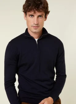Maison Montagut Pulls>Pull Col Camionneur Avec Logo En Laine Merinos - Ryan
