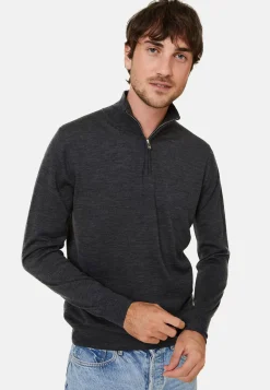 Maison Montagut Pulls>Pull Col Camionneur Avec Logo En Laine Merinos - Ryan