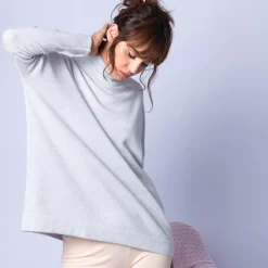 Maison Montagut Pulls>Pull Col Montant En Cachemire - Hatty Gris Pale
