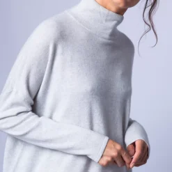 Maison Montagut Pulls>Pull Col Montant En Cachemire - Hatty Gris Pale
