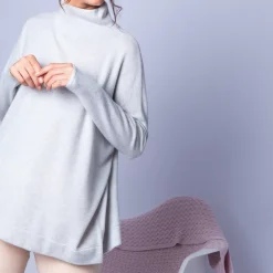 Maison Montagut Pulls>Pull Col Montant En Cachemire - Hatty Gris Pale