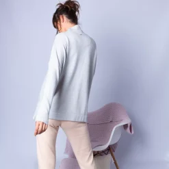Maison Montagut Pulls>Pull Col Montant En Cachemire - Hatty Gris Pale