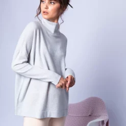Maison Montagut Pulls>Pull Col Montant En Cachemire - Hatty Gris Pale
