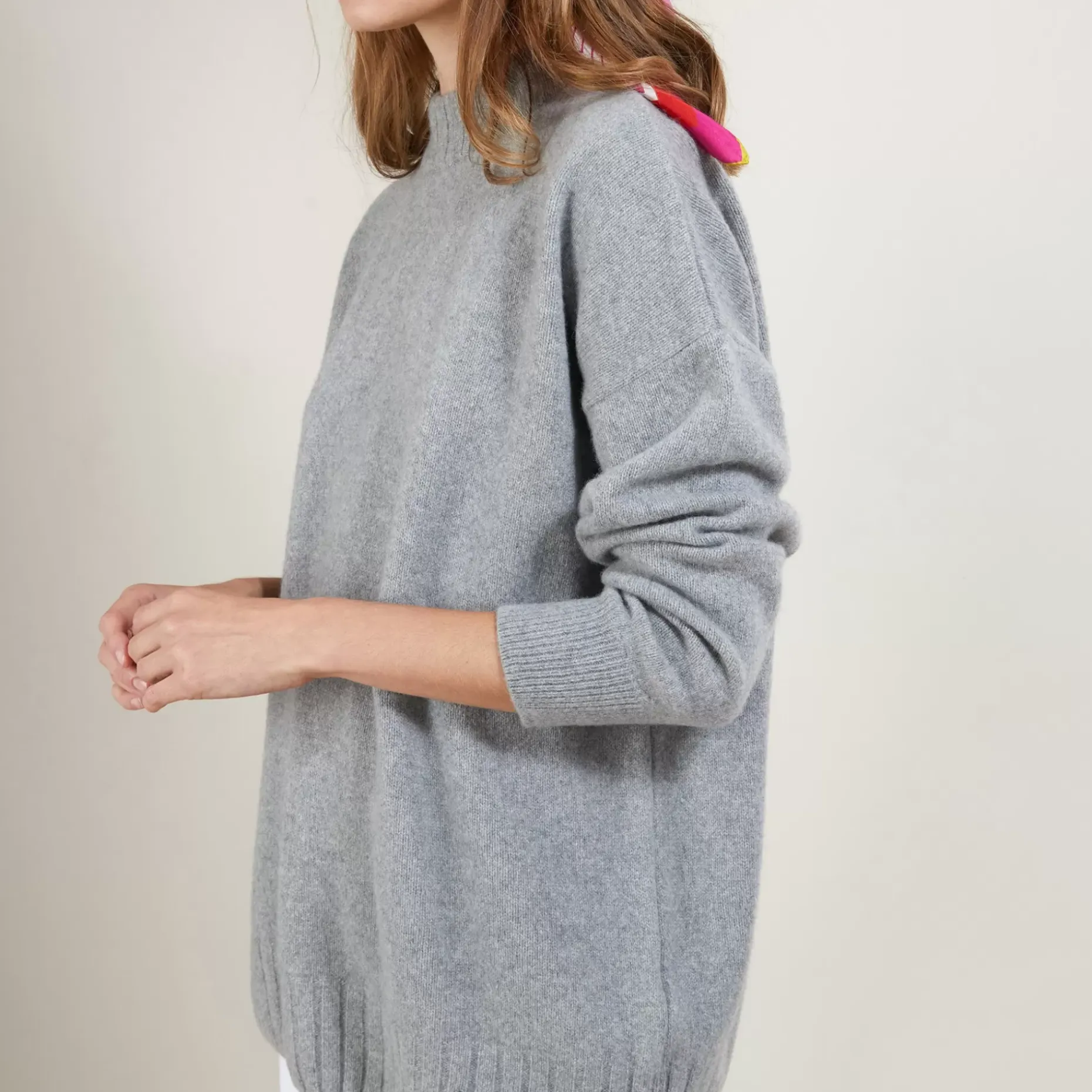 Maison Montagut Pulls>Pull Col Montant Oversize En Cachemire Melange - Glace