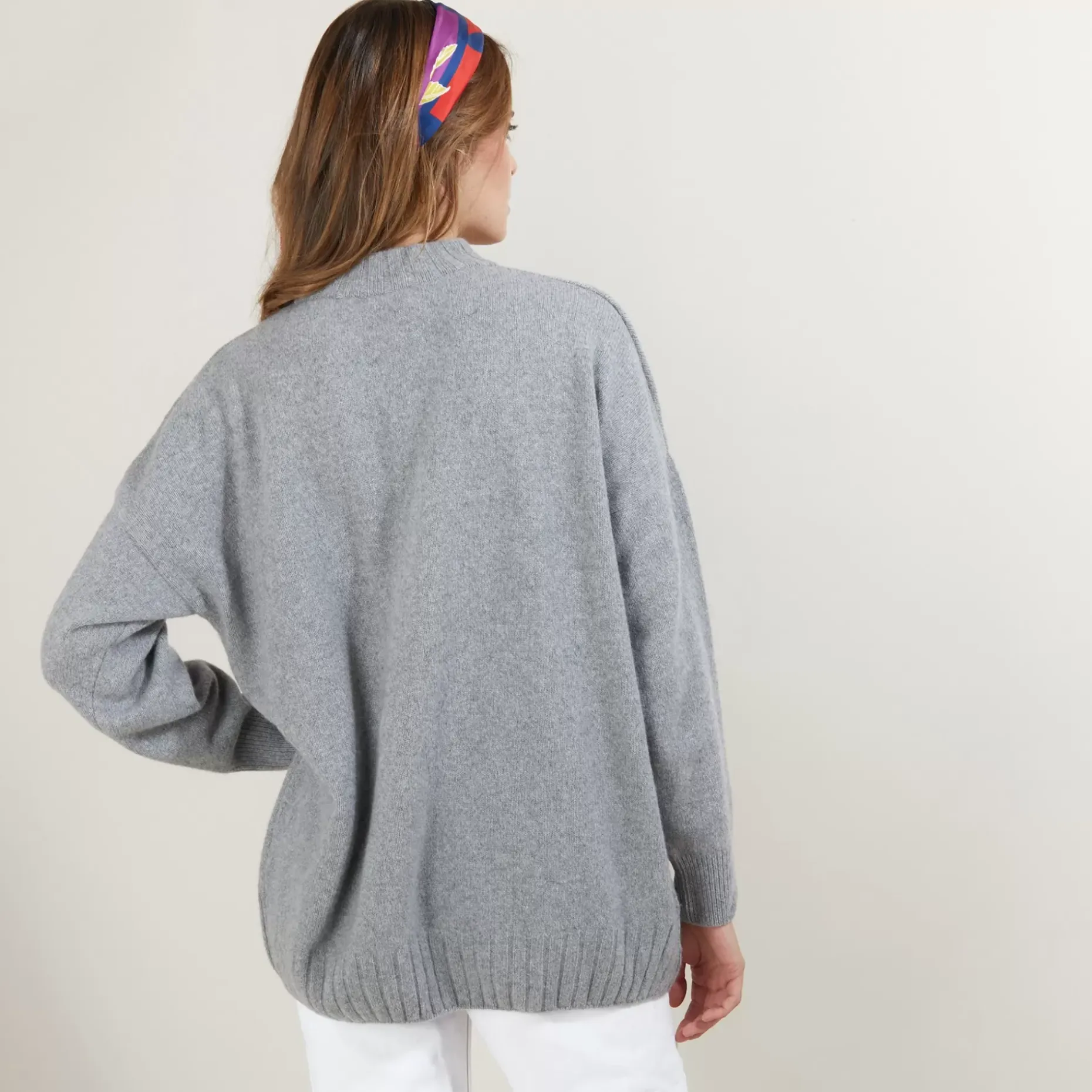 Maison Montagut Pulls>Pull Col Montant Oversize En Cachemire Melange - Glace